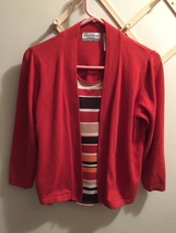 Alfred Dunner Rust Sweater w/Stripe Blouse 2 in 1 PXL - £6.40 GBP