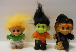 Halloween Troll Doll Toy Lot Of 3 Witch Frankenstein Clown Russ & Forest Brand - $32.95
