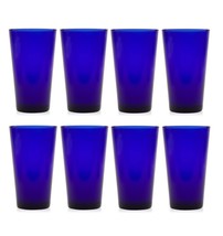 Drinking Glasses Set Of 8 Barware Tumblers Highball Water Cobalt Blue Cocktail - £42.73 GBP