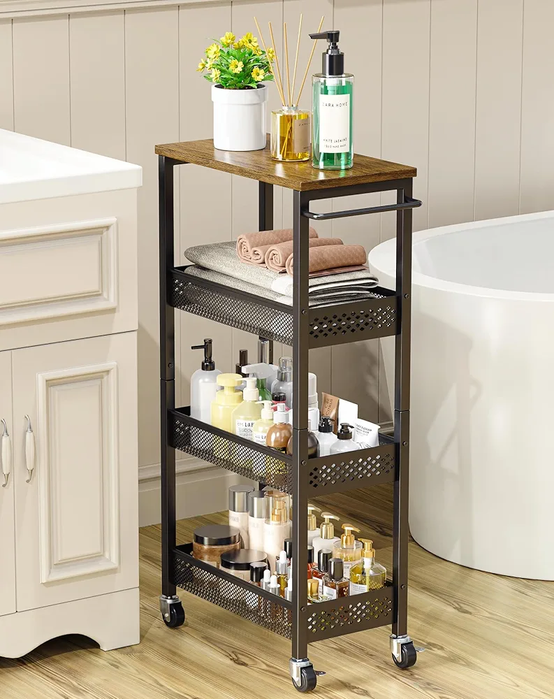 Utility Slim Storage Cart, 4-Tier Narrow Bathroom Organizer and Storage ... - €59,34 EUR