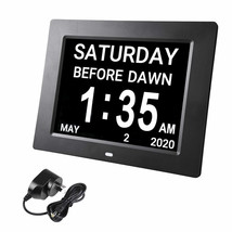 Large Digital Lcd Day Clock Dementia Week Date Calendar 8-Alarm Time - £73.53 GBP