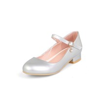 2022 Girls Gold Silver Mary Janes Shoes Womens Block Heels Round Toe Lovely Cute - £41.09 GBP