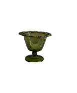 Indiana Glass Compote Green Lace Rim Harvest Grape Design Vintage Candy ... - €11,28 EUR