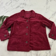 Studio Works Womens Y2k Corduroy Chore Coat Jacket Plus Size 2x Red Chunky - $37.61