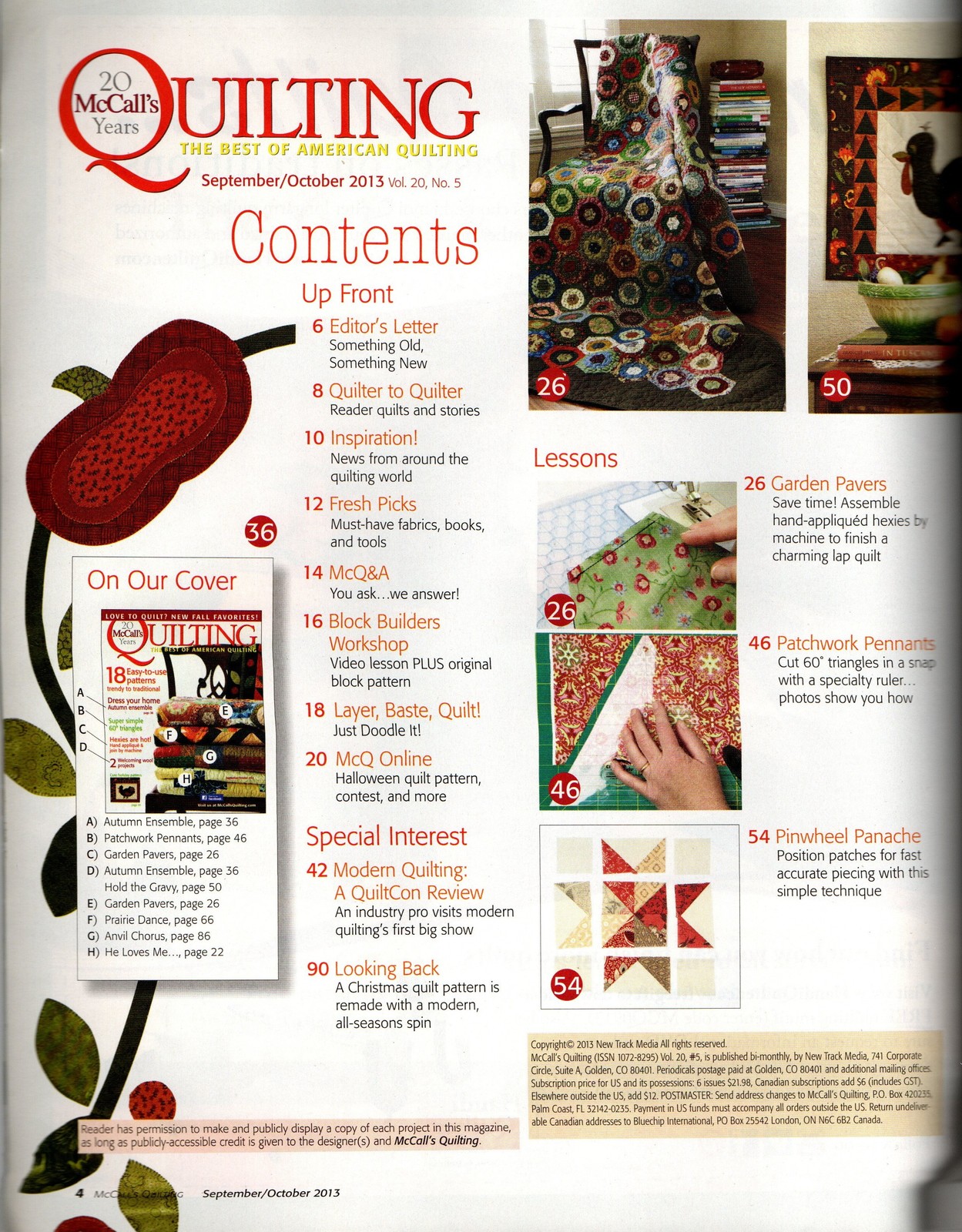 Image 1 of McCall's Quilting Magazine New Fall Favorites Wool Projects Autumn Triangles