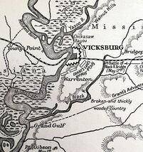Map 1942 General Grant&#39;s Campaign Vicksburg 5.5 x 9&quot; History Ephemera DWW6B - €8,58 EUR