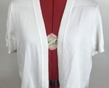 Norm Thompson White &amp; Floral Cardigan Summer Sweater Knit Short Sleeve Sz M - $12.82