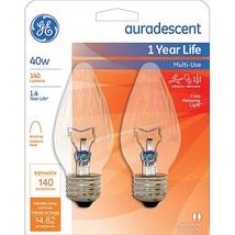 Ge Auradescent Light Bulb 40w E26 Iridescent Flame Tip F15 75343 40FM/AU/CF2-TP4 - £22.59 GBP