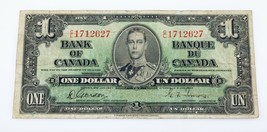 1937 Bank of Canada One Dollar Bank Note (F) Fine Condition Pick# 58b - $206.17
