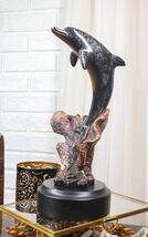 Marine Sea Dolphin Jumping Out Of Water Bronze Electroplated Resin Figurine - $59.99