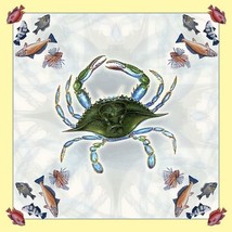 Pair of Betsy Drake Female Blue Crab Square Table Cloth - £51.64 GBP