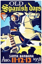 3563.Old Spanish Days.Santa Barba Seaside POSTER.Horse Rider Room Art decor - £13.71 GBP+