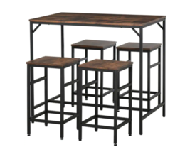Homcom 5-Piece Black Dinner Tabletop Furniture Set With 4-Chairs and 1-T... - $260.00