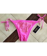 JUICY COUTURE Gold Studded Pink Flirt String Bikini Bottom w/ Charms (M)... - $19.11