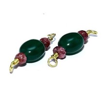 Perline placcate in argento argento in onice verde naturale ovale rosso ... - $2.99