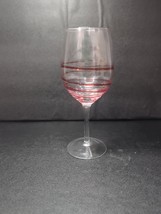 Swirline Inspired Wine Glass, 8.5&quot; Water Goblet, Red Striped Design, Rep... - $11.88