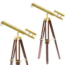 Vintage Telescope Double Barrel Brass Shiny Table Ware Decor Brass Finis... - $159.00