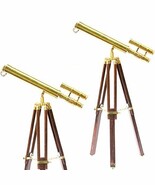 Vintage Telescope Double Barrel Brass Shiny Table Ware Decor Brass Finis... - $3,022.09 MXN