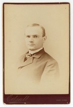 Antique 1883 Cabinet Card Edsall Handsome Man in Suit Eyes Penned in New York - £7.57 GBP