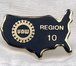 UAW Region 10 Pin Vintage USA Shape Small Union Auto Workers - £9.35 GBP