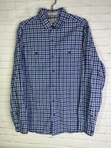LL Bean Mens Size M Regular Cotton Blue Plaid Button Up Shirt Traditional Fit - £23.36 GBP