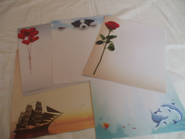  Decorative Paper Stationary 20 Sheets  8.5 x 11 Red Rose Dolphins Sailboat Pupp - £4.78 GBP