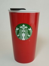 Starbucks Red Holiday 11oz Ceramic Travel Tumbler Coffee Cup with Lid 2017 - $14.80