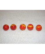 LARGE RED ORANGE &amp; YELLOW 1.25&quot; in WIDTH (3.175 cm) MARBLES LOT of 5 GUC - £18.32 GBP