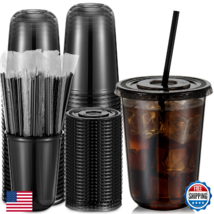 Ziliny 50 Set 16 oz Clear Plastic Cups with Lids and Straws PET Disposab... - $47.78