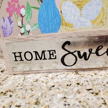 Decorative Wooden Plaque, Home Sweet Home, Bluebirds with Nest and Flowers image 3