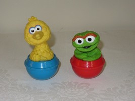 2 Vintage Sesame Street Weeble Wobble Toy ILLCO Big Bird Oscar Grouch Jim Henson - £21.02 GBP