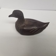 Vintage Wooden Carved 6&quot; Duck Figurine Paperweight, Office Decor, Cabin Decor  - £13.48 GBP