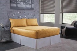 Satin Bed Tite 4-Piece Gold Solid 300 Thread Count Full Sheet Set - £34.16 GBP