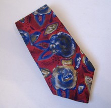 London Fog Mens Neck Tie Burgundy Red Blue Olive Green Floral Abstract F... - £19.98 GBP