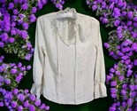 Polka Dot Top Long Sleeve Ivory Blouse Neck Ruffle MOA MOA Women’s Size M - $14.80