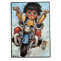 Paris&quot; Poulbots Motorcycle Kids by Michel T Print on 4.25 x 6 in wood - £39.56 GBP