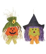 Pumpkin and Witch Head Burlap Halloween Wall Hanging Set - £18.81 GBP