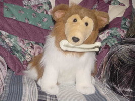 13&quot; Collie With Bone Plush Dog Barks and Shakes From 2000 - $49.49