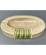 Vintage Mid Century Modern OVAL Ceramic ASHTRAY Chartreuse GREEN and Tan... - $23.74