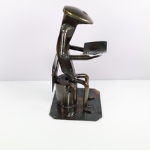 Roland Metal Art Railroad Spike Statuette Sitting On Toilet Reading Raun... - $28.45