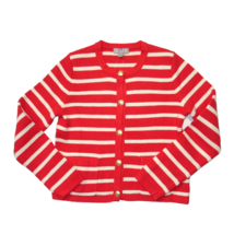 NWT J.Crew Emilie Sweater Lady Jacket in Red Ivory Stripe Knit Cardigan XL - $110.00