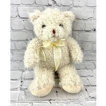 NWT Beige Bear Plush Animal 12&quot; Stuffed Toy Kids Fuzzy Fur with Bow - $12.15