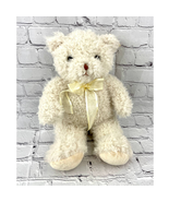 NWT Beige Bear Plush Animal 12&quot; Stuffed Toy Kids Fuzzy Fur with Bow - £9.56 GBP