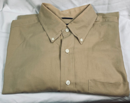 Nautica Shirt Mens XL Button-Down Tan Traveler Twill Long Sleeves Preppy - $8.73