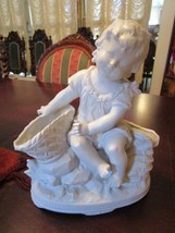 Parian Bisque Figurine Cherub Angel Double Planter Vase 10 X 8&quot; [Top2] - $105.92