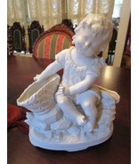 Parian Bisque Figurine Cherub Angel Double Planter Vase 10 X 8&quot; [Top2] - $105.92