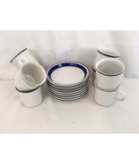 Sigma Japan 402 Blue Band Stoneware Coffee Cups with Saucers (4) - £22.52 GBP