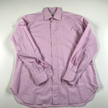 Brioni Dress Shirt Mens L 16 Pink Finely Checkered Collared Button Down * - £30.05 GBP