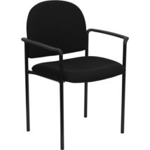 Comfort Black Fabric Stackable Steel Side Reception Chair with Arms - £41.87 GBP