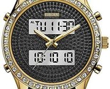 GUESS Goldtone Crystal Watch Black Rubber 38mm Black Rubber Strap - $131.95